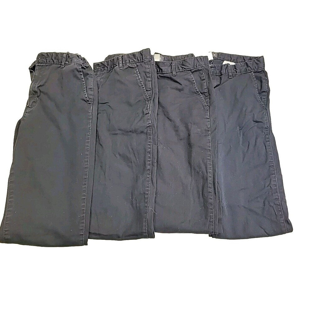 4 Pair Children's Place Boys Size 18 Slim Navy Blue Uniform Pants Adjustable